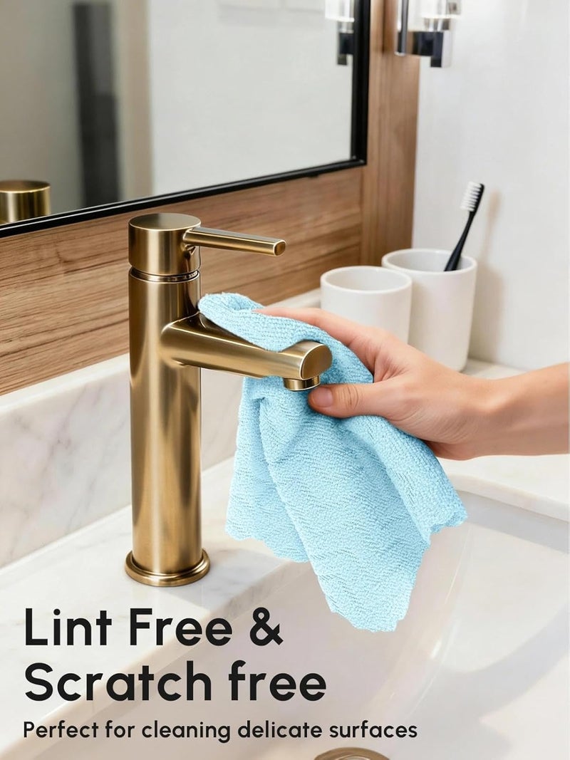 SOOWASH Microfiber Cleaning Cloths Roll, 75 Pack Tear Away Microfiber Towels Roll, 12" x 12" Lint Free Rags, Reusable Cleaning Cloths, Washable, Scratch Free,Ultra Absorbent Dish Rags(Blue Ripple) - Image 4